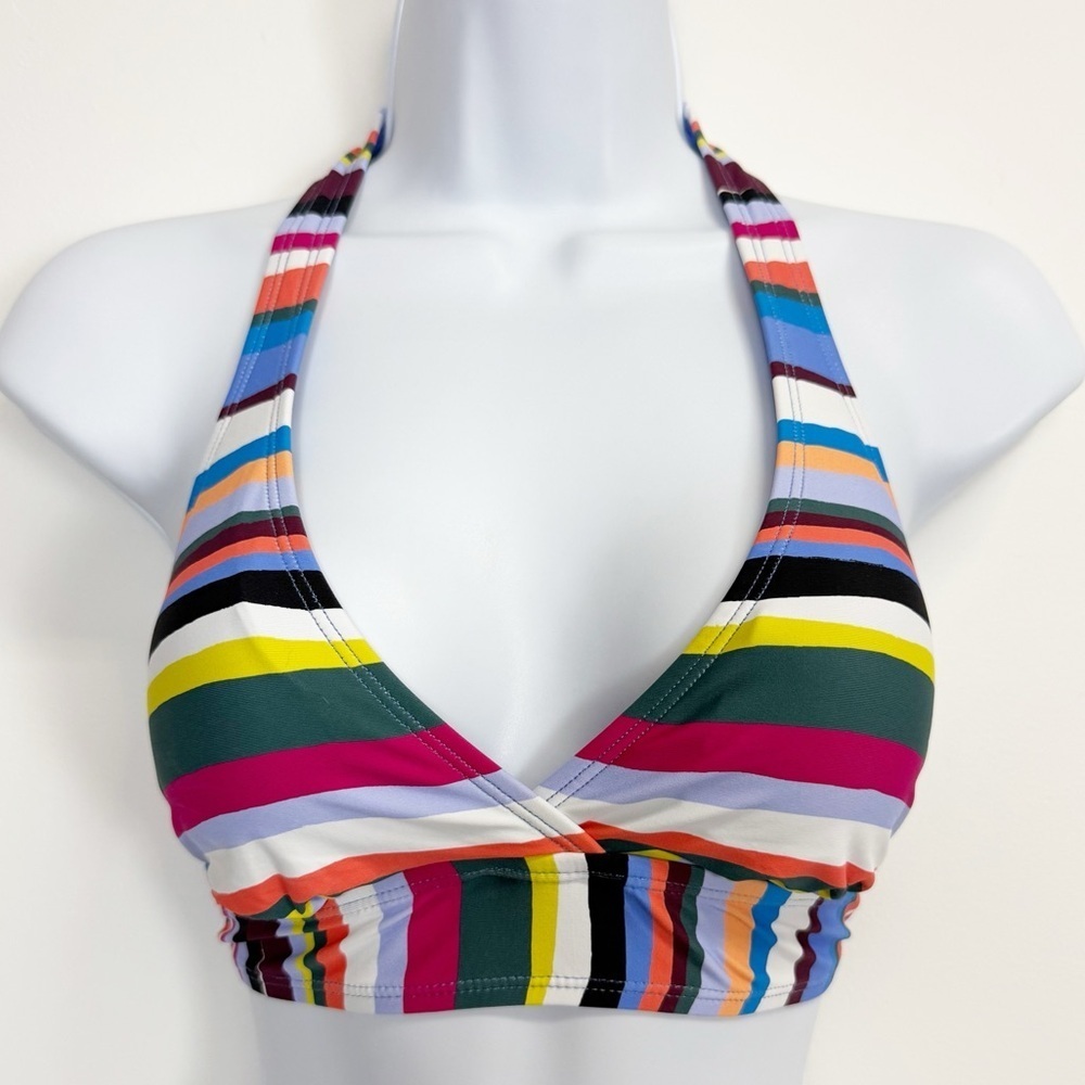 Anne Cole Swim Top Womens Size D Multicolor Striped Halter Bikini NWT Swimwear
